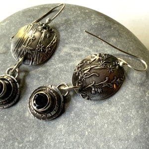 Embossed Silver Aster Pattern Earrings image 3