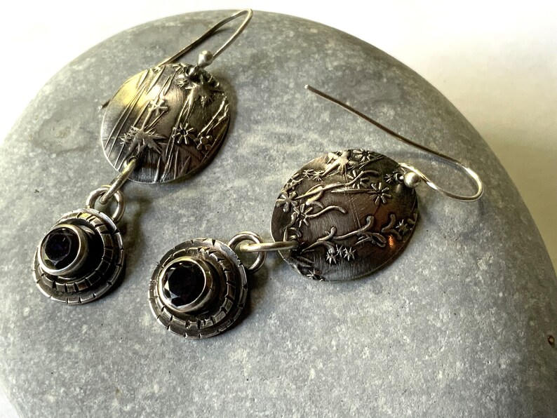 Embossed Silver Aster Pattern Earrings image 3