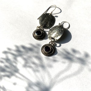 Embossed Silver Aster Pattern Earrings image 8