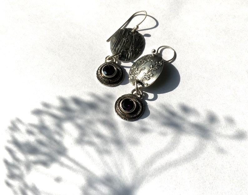 Embossed Silver Aster Pattern Earrings image 8