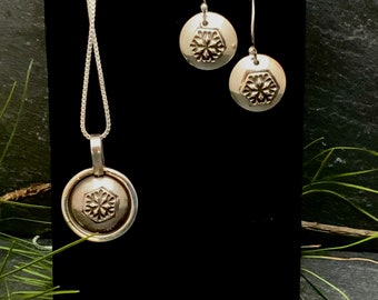 Snowflake Pendant and Earring Ensemble with optional Paperclip Layering Chain