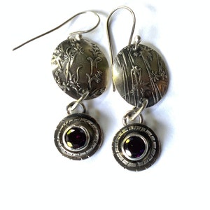 Embossed Silver Aster Pattern Earrings image 4