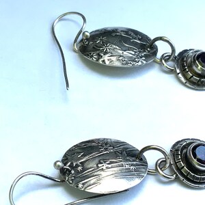 Embossed Silver Aster Pattern Earrings image 6