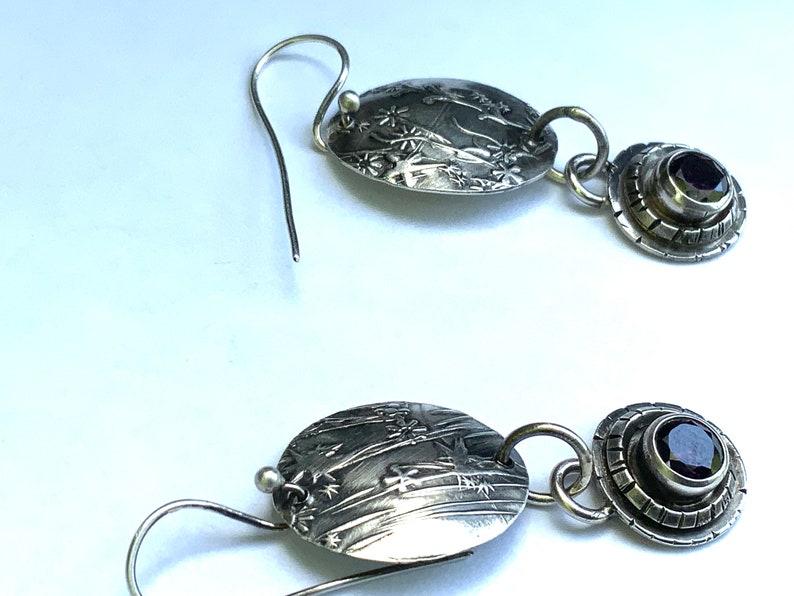 Embossed Silver Aster Pattern Earrings image 6