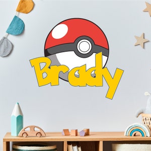 Pokeball muursticker gepersonaliseerde gamer sticker aangepaste naam speelkamer decor cadeau z3306