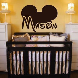 Personalized Mickey Mouse Wall Decal Kids Name Sticker Gift Birthday party Backdrop Decor ik146