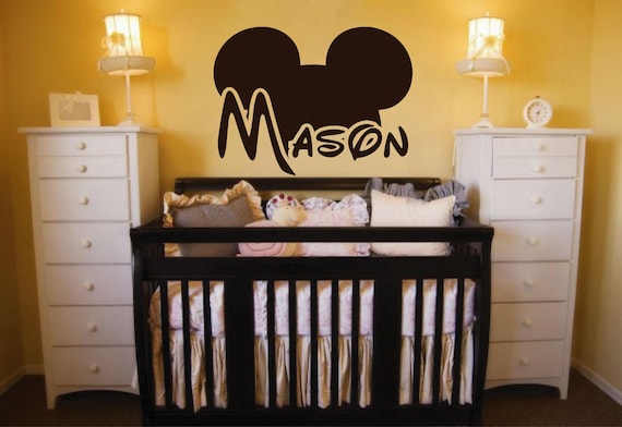 Personalized Mickey Mouse Wall Decal Kids Name Sticker Gift Birthday party Backdrop Decor ik146
