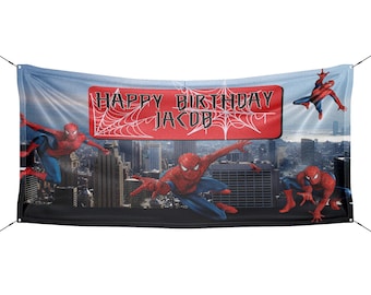 Spider-Man Birthday Banner Personalized Party Backdrop Decoration ikban88