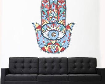 Yoga Wall Decal Hamsa Hand Sticker Boho Decor col781