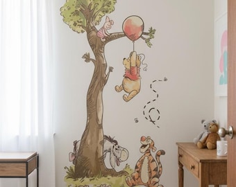 Winnie the Pooh Wall Decal Tree Nursery Peel and stick Wall Sticker Woodland Decor z3340