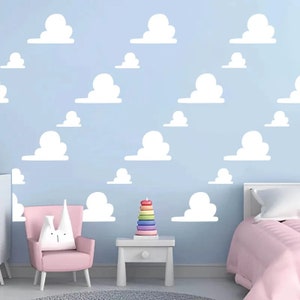 Toy Story Clouds Wall Decal - Kids Room Decor, Disney Nursery Sticker, Peel and Stick Wall Art z3301