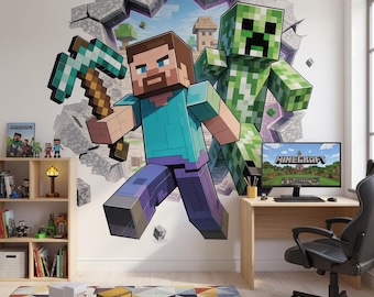 Gamer Wall Decal Mine Custom name Sticker Playroom Pixel Decor Gift z3339