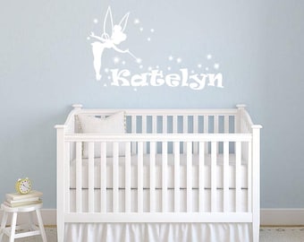 Personalized Tinker Bell Wall Decal Name Peter pan Fairy Sticker ik605
