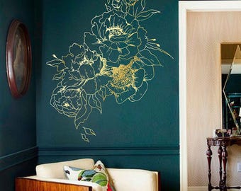 Peonies Flowers Wall Decal Sticker ik3523