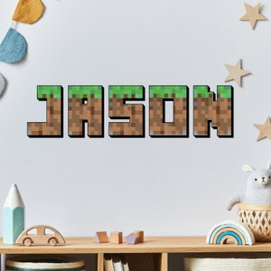 Personalized Gamer Wall Decal Mine Custom name Sticker Craft Playroom Pixeled Decor Gift Z3306