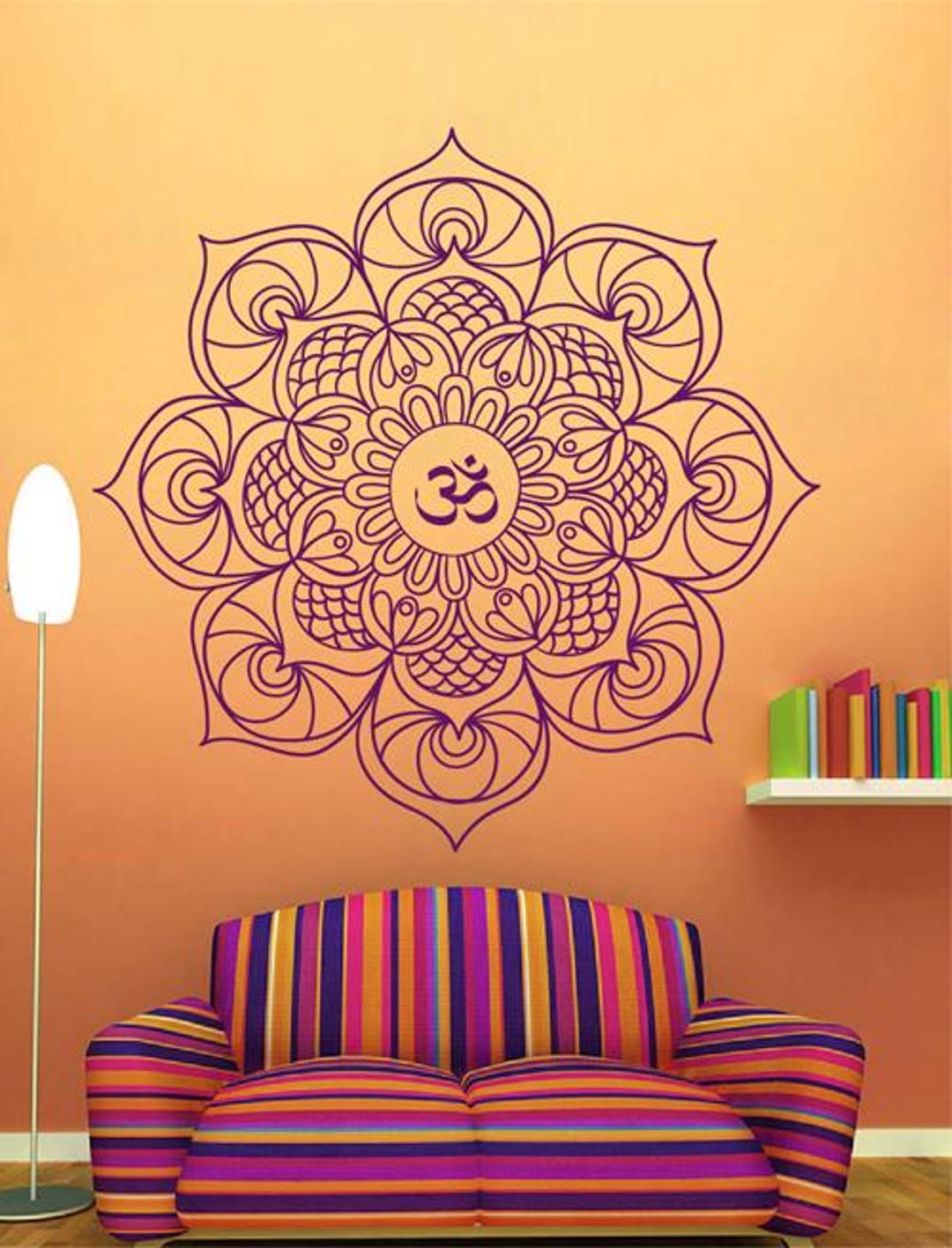 Mandala Om Wall Decal – Spiritual Vinyl Sticker for Yoga Studio ...