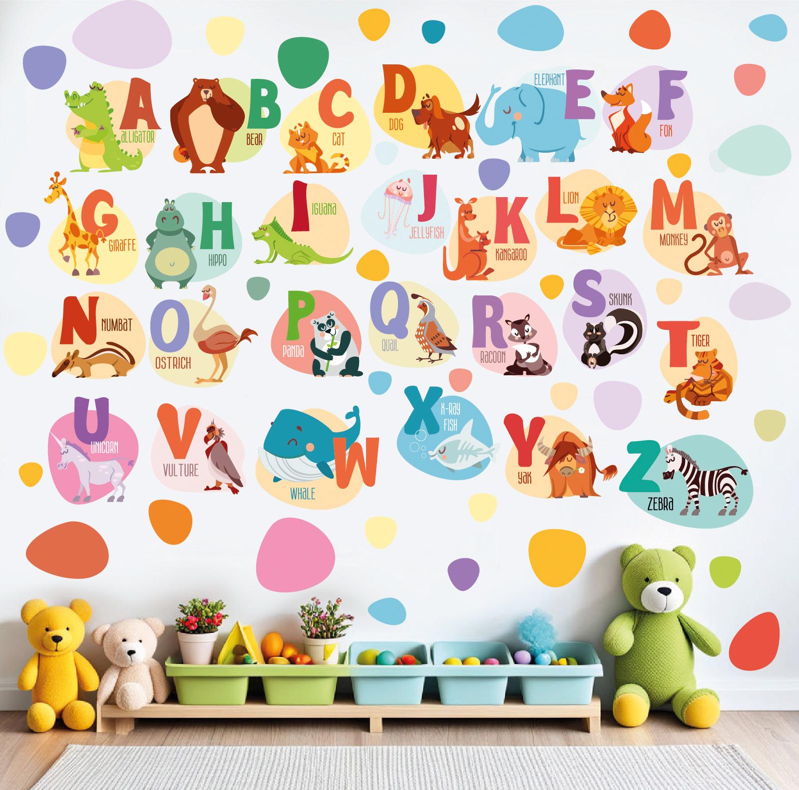 Alphabet Animals Wall Decals Kids Stickers El66 - Etsy