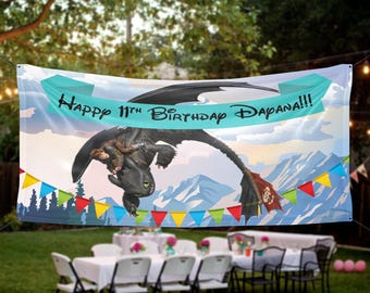 Toothless Birthday Banner: How to Train Your Dragon Party Backdrop