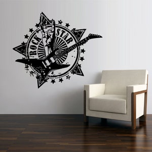 Rock Star Guitar Wall Decal: Music Room Decor z2992