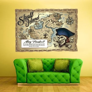 Piraten Karte Wandtattoo Kinder Schatz Aufkleber Geschenk col545