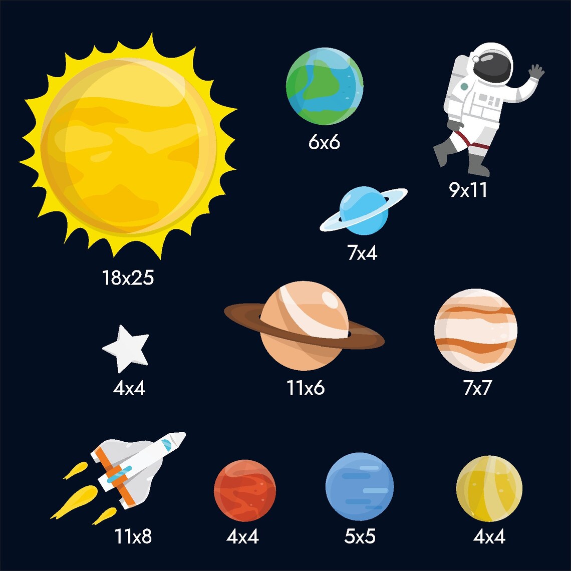 To Scale Sticker Planets Planets Wall Decal Space Stickers Cosmos Peel and Stick El1 - Etsy