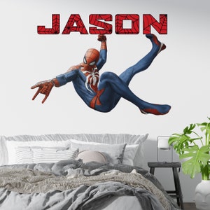 Personalized Spiderman Wall Decal Superhero Custom name Sticker Playroom Decor Gift z3010