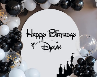 Happy Birthday Party Hintergrund Micky Maus Wandtattoo Personalisierte Schild Name Aufkleber Ar3