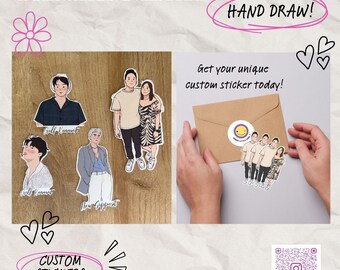 Custom Portrait Stickers, Cute Couple Cartoon Draw, Perfect Gift, Unique Stickers - Hand Draw From Your Photo