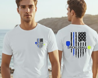 American Flag Pickleball Shirt for Men, Law Enforcement Apparel, Pickleball Lover Gift for Grandpa, Funny Pickleball Gift for Husband