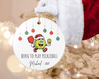 Custom Pickleball Ornament,Born to Play Pickleball Personalized Christmas Gift for Pickleball Players, Pickleball Lover Christmas Gift