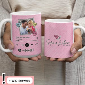 Custom Photo Music Mug, Personalized Music Gift for Couples,Christmas Gift for Him, Anniversary or Valentine&#39;s Day Photo Coffee Cup,Birtdhay