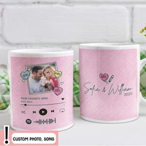 Custom Photo Music Mug, Personalized Music Gift for Couples,Christmas Gift for Him, Anniversary or Valentine&#39;s Day Photo Coffee Cup,Birtdhay