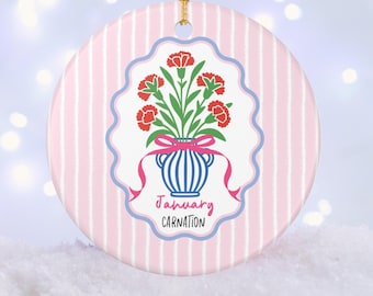 Birth Flower Ornament|Personalized Birthday Month Gift|12 Birth Month Flowers Keepsake|birth month gift,flower keepsake,monthly flower gift