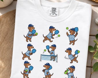 Funny Dachshund Pickleball Shirt Comfort Colors, Cute Wiener Dog Graphic Tee, Pickleball Player Gift, Dog Lover Shirt