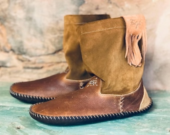 Bottes de mise à la terre aux pieds nus. Fait à la main avec du cuir recyclé 100 % véritable