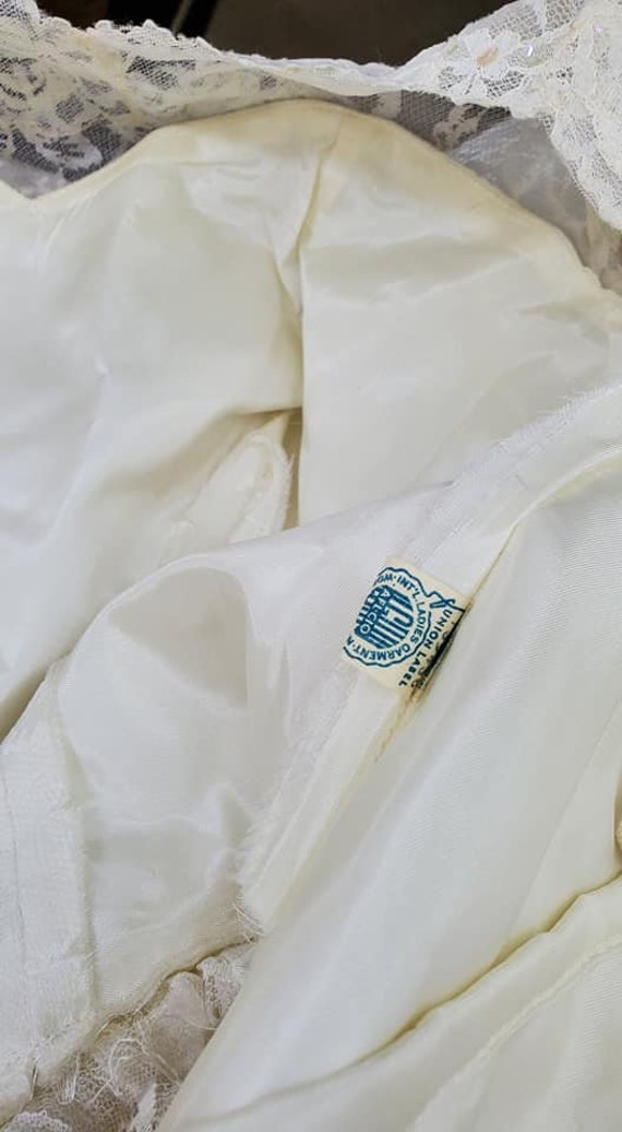 50’s Tea Length Lace & Satin Wedding Dress Vintag… - image 7
