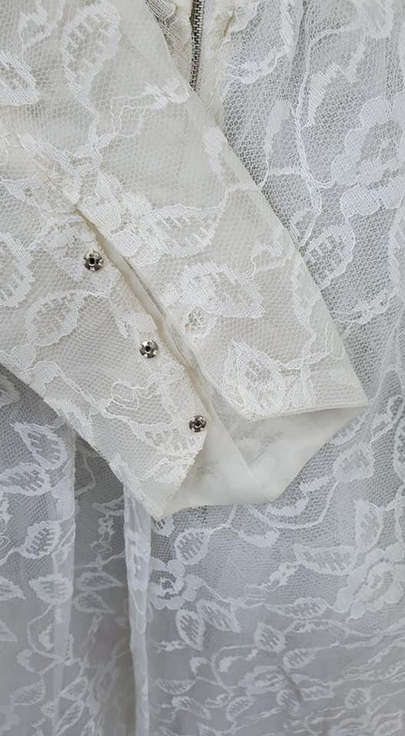 50’s Tea Length Lace & Satin Wedding Dress Vintag… - image 4