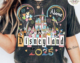 Personalized Mickey and Friends Disney Trip 2025 Shirt, WDW Disneyland Castle Family Vacation 2025, Disney Girl Trip Shirt Group Matching