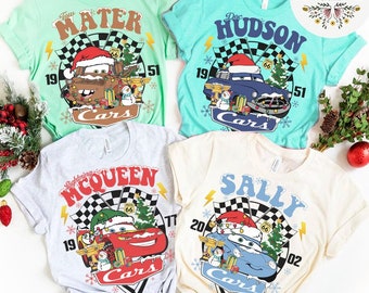 Disney Cars Christmas Shirt, Lightning McQueen Tow Mater Doc Hudson Sally Very Merry Christmas Party, Cars Land Family Christmas Sweatshirt