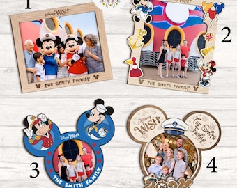 Personalized Disney Cruise Wooden Frame, Mickey Minnie Cruise Trip Picture Frame, Custom Photo Family Cruise Vacation Home Decor Wall Frame