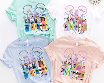 Personalized Disney Princess Prince Birthday Shirt, Birthday Boy, Birthday Girl Shirt, WDW Disneyland Castle Family Birthday Trip Matching