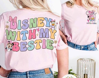 Two-sided Minnie Mouse Daisy Duck Disney with my Bestie Shirt, Minnie Daisy Best Friend Girl Trip Shirt, WDW Disneyland Castle Birthday Girl