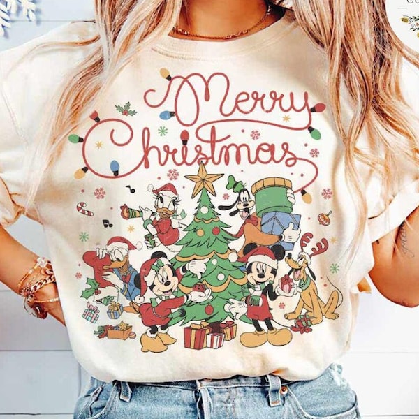Camiseta navideña de Mickey y sus amigos de Disney, Fiesta navideña de Mickey 2025, Sudadera navideña familiar de WDW Disneyland