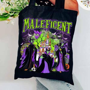 All Characters Mickey Minnie Villains Disney Halloween Canvas Tote Bag, Mickey&#39;s Not So Scary Halloween Party, Trick or Treat Kids Candy Bag