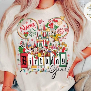Personalized Mickey & Friends Santa Castle Disney Christmas Birthday Shirt, Birthday Boy, Birthday Girl Shirt, Holiday Family Birthday Trip