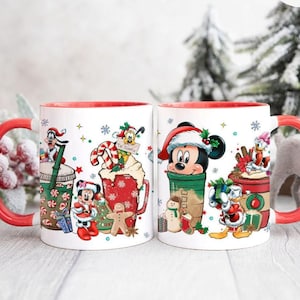 Mickey and Friends Santa Coffee Latte Disney Christmas Mug, Mickey&#39;s Very Merry Christmas Party 2024 Cup, Gingerbread Family Christmas Gifts