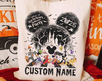 Personalized Mickey and Friends Disney Halloween Canvas Tote Bag, Mickey's Not So Scary Halloween Party 2025, Trick or Treat Kids Candy Bag