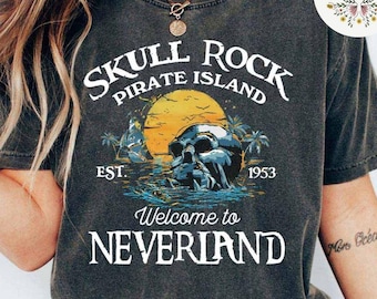 Disney Peter Pan Skull Rock Pirate Island Shirt, Peter Pan Tinker Bell Wendy Never Grow Up Welcome to Neverland, Flight Ride Family Trip Tee
