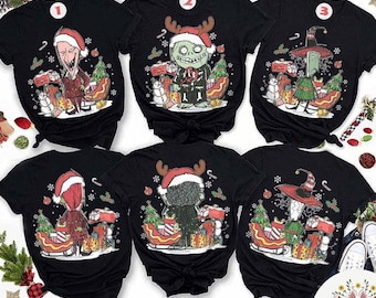 Two-sided Lock Shock Barrel Santa Disney Christmas Shirt, The Nightmare Before Christmas Family Oogie Boogie Jack Skellington Sally Holiday