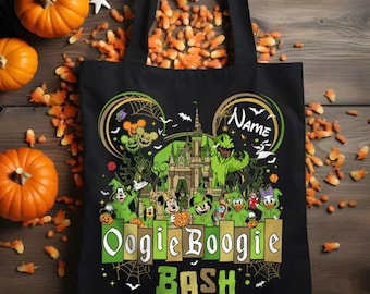 Personalized The Nightmare Before Christmas Oogie Boogie Bash Disney Halloween Canvas Tote Bag, Oogie Boogie, Trick or Treat Kids Candy Bag